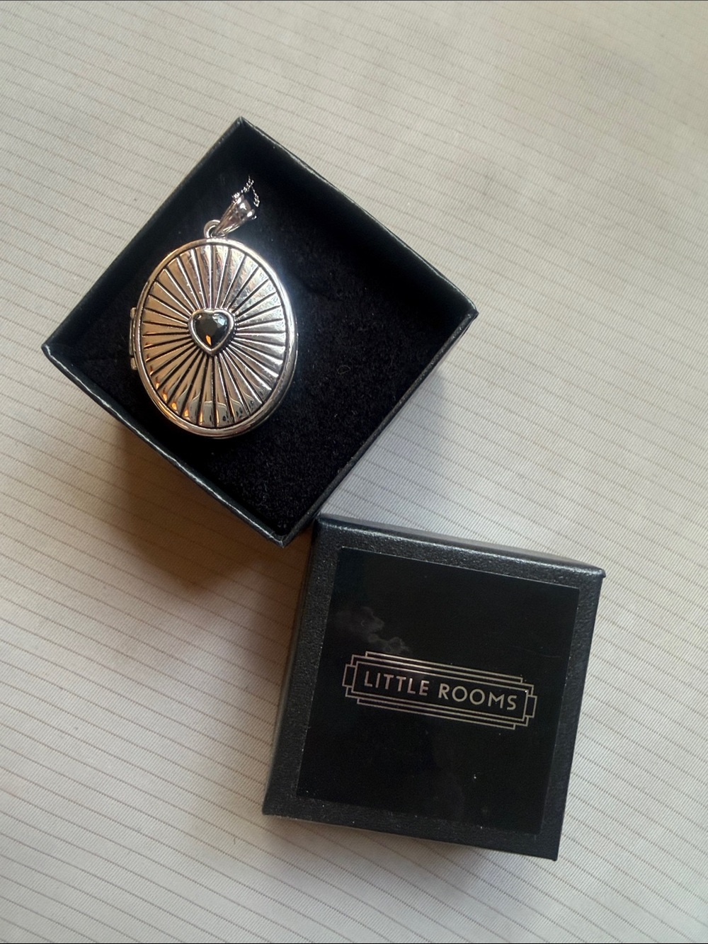Little Rooms My Everything Heart Sunburst Locket Necklace Silver